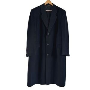 Vtg Mark Alexander Men's Black Cashmere Blend Overcoat Italian Fabric Long Coat